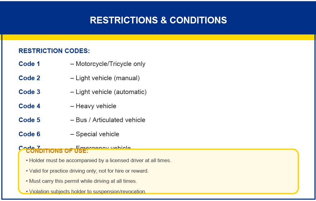LTO Student Permit Sample back side